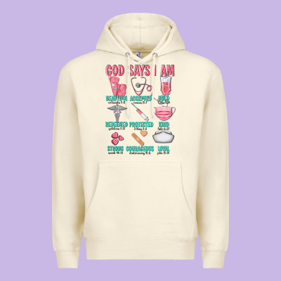 God Says I Am Premium Hoodie Designed By Texasbilliewilder