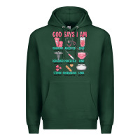 Sports Green god says i am Premium Hoodie - texasbilliewilder
