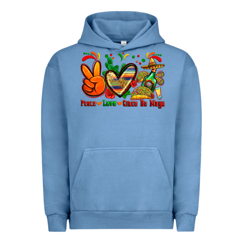 Peace Love Cinco De Mayo Urban Hoodie by Zillion Design Studio | Teevron