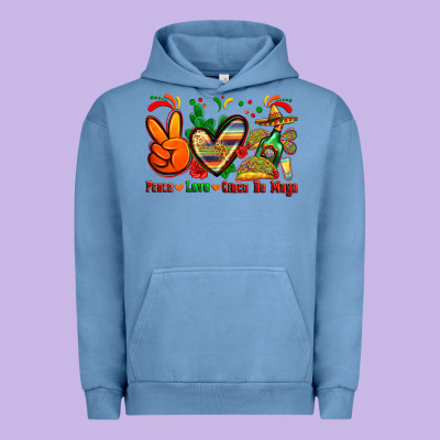 Peace Love Cinco De Mayo Urban Hoodie Designed By Zillion Design Studio