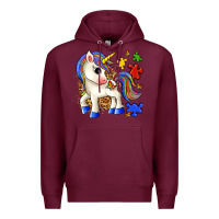 Burgundy autism unicorn Premium Hoodie - Zillion Design Studio