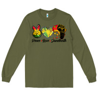 Army Green peace love juneteenth Long Sleeve Tee - BarkalooDesign