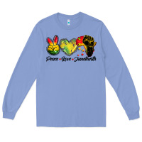 Colony Blue peace love juneteenth Long Sleeve Tee - BarkalooDesign