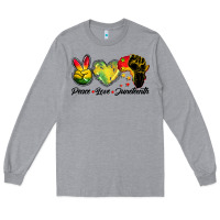 Heather Grey peace love juneteenth Long Sleeve Tee - BarkalooDesign