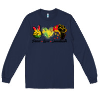 Navy peace love juneteenth Long Sleeve Tee - BarkalooDesign