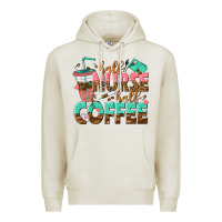 Oatmeal Heather half nurse half coffee Premium Hoodie - texasbilliewilder
