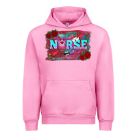 Fuchsia Pink valentine's day nurse with leopard and turquoise background Urban Hoodie - RanaPortraitStore