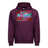 Mauve Wine valentine's day nurse with leopard and turquoise background Urban Hoodie - RanaPortraitStore