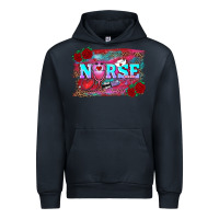 Navy valentine's day nurse with leopard and turquoise background Urban Hoodie - RanaPortraitStore