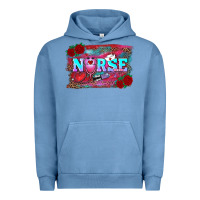 Pigment Pebble Blue valentine's day nurse with leopard and turquoise background Urban Hoodie - RanaPortraitStore