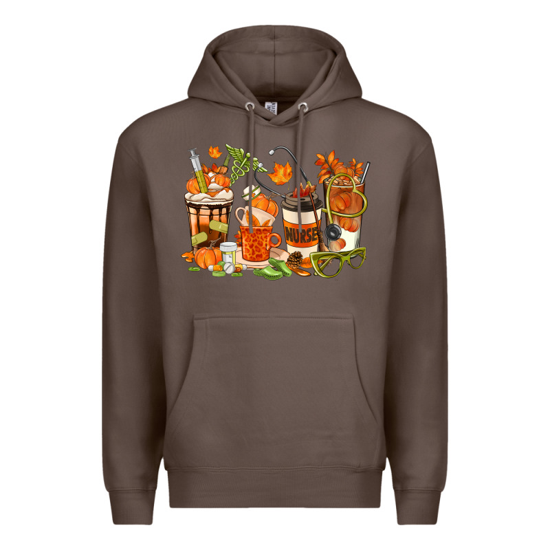 Fall Nurse Coffee Cups Premium Hoodie by texasbilliewilder | Teevron
