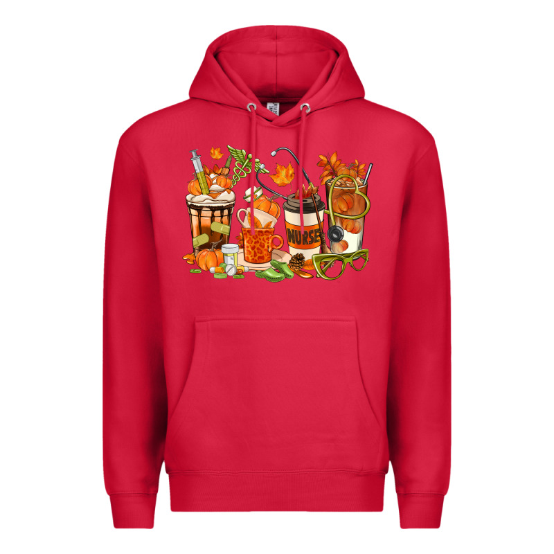 Fall Nurse Coffee Cups Premium Hoodie by texasbilliewilder | Teevron