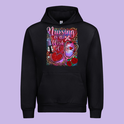 Nursing Is A Work Of Heart Urban Hoodie Designed By Ranaportraitstore