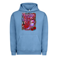 Pigment Pebble Blue nursing is a work of heart Urban Hoodie - RanaPortraitStore