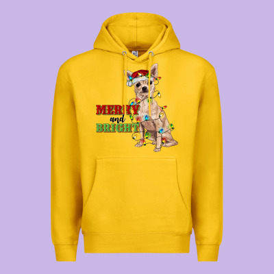 Merry And Bright Chihuahua Premium Hoodie Designed By Ranaportraitstore