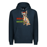 Navy merry and bright chihuahua Premium Hoodie - RanaPortraitStore