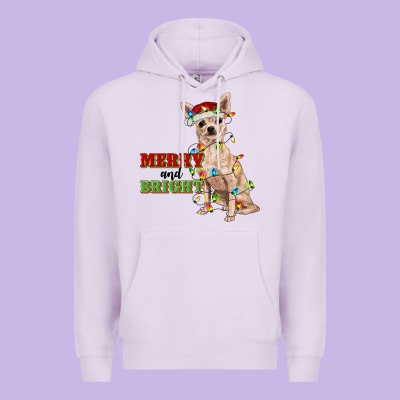 Merry And Bright Chihuahua Premium Hoodie Designed By Ranaportraitstore