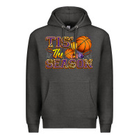 Charcoal Heather tis' the season basketball Premium Hoodie - Zillion Design Studio