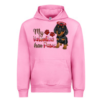 Fuchsia Pink my valentine has paws Urban Hoodie - RanaPortraitStore