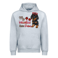 Heather Grey my valentine has paws Urban Hoodie - RanaPortraitStore