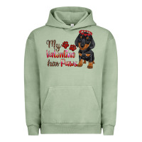 Pigment Oil Green my valentine has paws Urban Hoodie - RanaPortraitStore