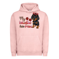 Pigment Salmon my valentine has paws Urban Hoodie - RanaPortraitStore