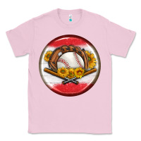 Bubblegum Pink baseball with sunflower round earrings Classic Tee - BundleAndBundleShop