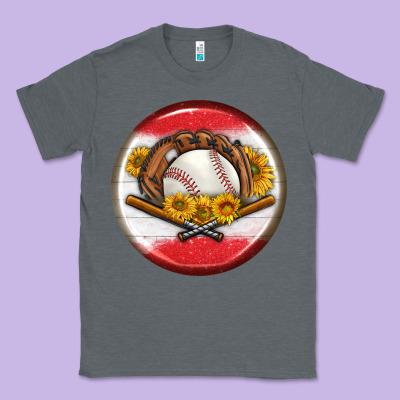 Baseball With Sunflower Round Earrings Classic Tee Designed By Bundleandbundleshop