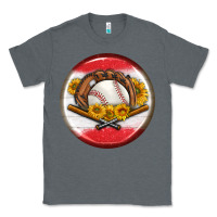 Charcoal Heather baseball with sunflower round earrings Classic Tee - BundleAndBundleShop