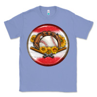 Colony Blue baseball with sunflower round earrings Classic Tee - BundleAndBundleShop