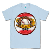 Dusty Blue baseball with sunflower round earrings Classic Tee - BundleAndBundleShop