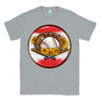 Heather Grey baseball with sunflower round earrings Classic Tee - BundleAndBundleShop