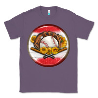 Lavender baseball with sunflower round earrings Classic Tee - BundleAndBundleShop