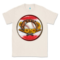 Natural baseball with sunflower round earrings Classic Tee - BundleAndBundleShop