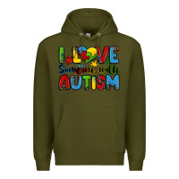 Army Green i love someone with autism Premium Hoodie - Zillion Design Studio