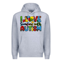 Heather Grey i love someone with autism Premium Hoodie - Zillion Design Studio