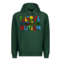 Sports Green i love someone with autism Premium Hoodie - Zillion Design Studio