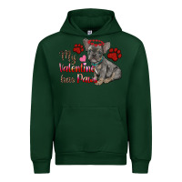 Forest Green my valentine has paws french bulldog Urban Hoodie - RanaPortraitStore