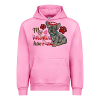 Fuchsia Pink my valentine has paws french bulldog Urban Hoodie - RanaPortraitStore