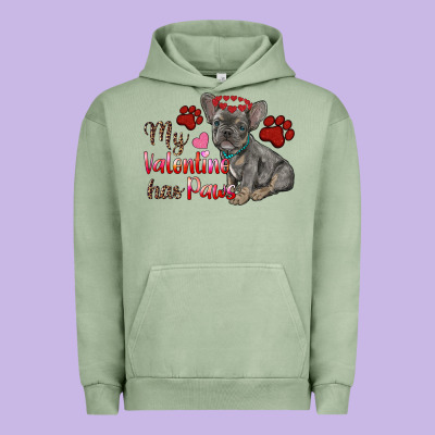 My Valentine Has Paws French Bulldog Urban Hoodie Designed By Ranaportraitstore
