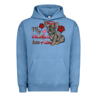 Pigment Pebble Blue my valentine has paws french bulldog Urban Hoodie - RanaPortraitStore