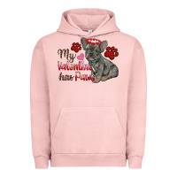Pigment Salmon my valentine has paws french bulldog Urban Hoodie - RanaPortraitStore