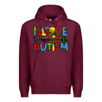 Burgundy i love someone with autism Premium Hoodie - Zillion Design Studio