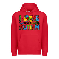 Red i love someone with autism Premium Hoodie - Zillion Design Studio