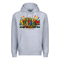 Heather Grey autism accept understand love Premium Hoodie - Zillion Design Studio