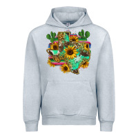 Heather Grey texas map Urban Hoodie - Zillion Design Studio