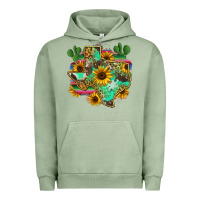 Pigment Oil Green texas map Urban Hoodie - Zillion Design Studio