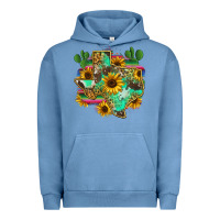 Pigment Pebble Blue texas map Urban Hoodie - Zillion Design Studio