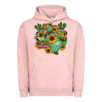 Pigment Salmon texas map Urban Hoodie - Zillion Design Studio