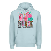 Blue Mist nurse coffee scrubs rubber gloves Premium Hoodie - texasbilliewilder